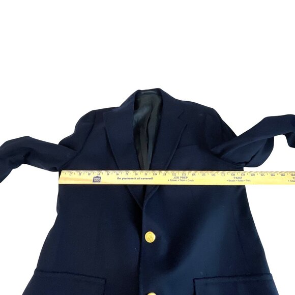 Stanley Blacker Blazer For Filenes Wool Blazer Size 42R Navy Mens Gold Buttons B - Picture 6 of 7